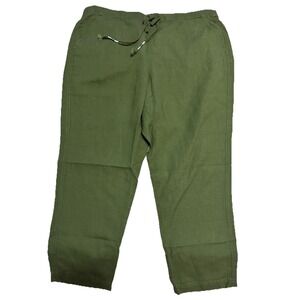 New Women J.Crew Seaside Pull-on Pants Linen Blend Utility Green XL